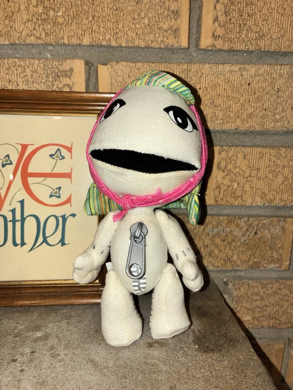 Vintage 2010 Senario‎ Little Big Planet 2 White Knit Sackgirl Plush Doll 7” Tall